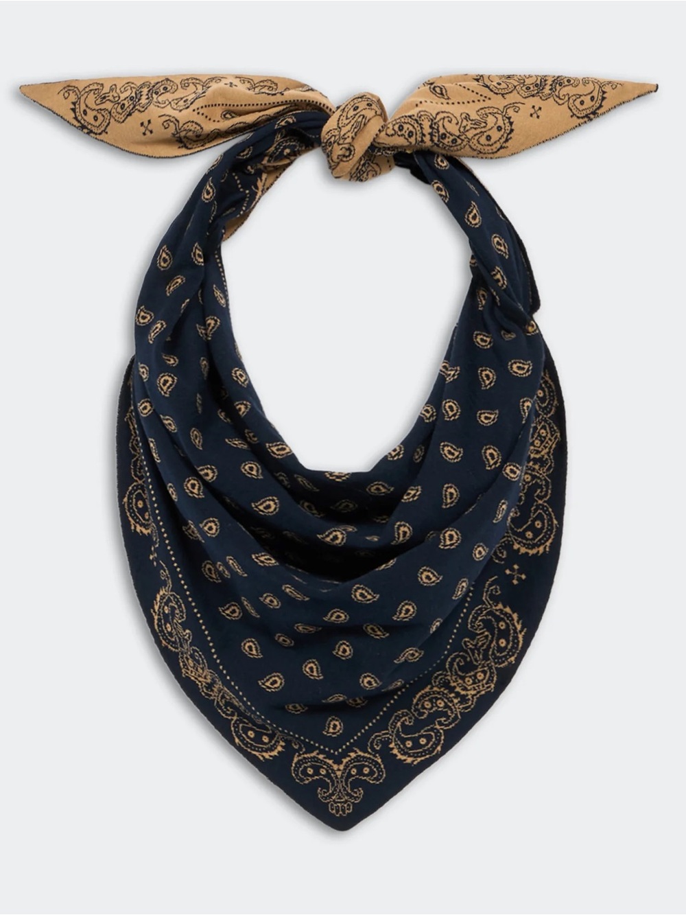 Guest in Residence NEW Navy and Tan Paisley Bandana Scarf - Women Accessories